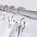 Wimaha Rustproof Shower Curtain Ring Hooks, Stainless Steel Heavy Duty Roller Double Glide Decorative Shower Hooks for Bathroom Rods Curtains Liners, Brushed Nickel, Set of 12