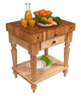 John Boos American Heritage Rustica Butcher Block Table Size/Shelf: 48" x 24" with Shelf, Finish: Alabaster White