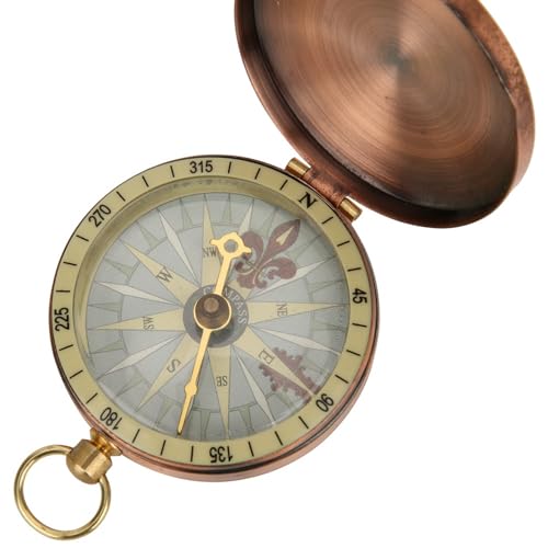 Brújula de Reloj de Bolsillo Vintage Portátil, Cubierta Abatible de Cobre de Metal Retro para Acampar, Caminar, Navegar, Niños, Clásico, Preciso, Impermeable, Al Aire Libre, Automovilismo, Mochilero,