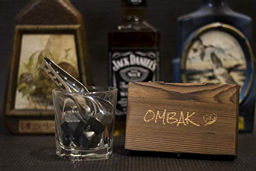 Whiskey Rocks, Gift Set Of 6 Diamond Shaped and Polished Stones, Made of Natural Basalt Stone, Keep Your Drink Ice Cold Without Dilution, Engraved Wood Box with Velvet Bag For Refrigeration - Image 6