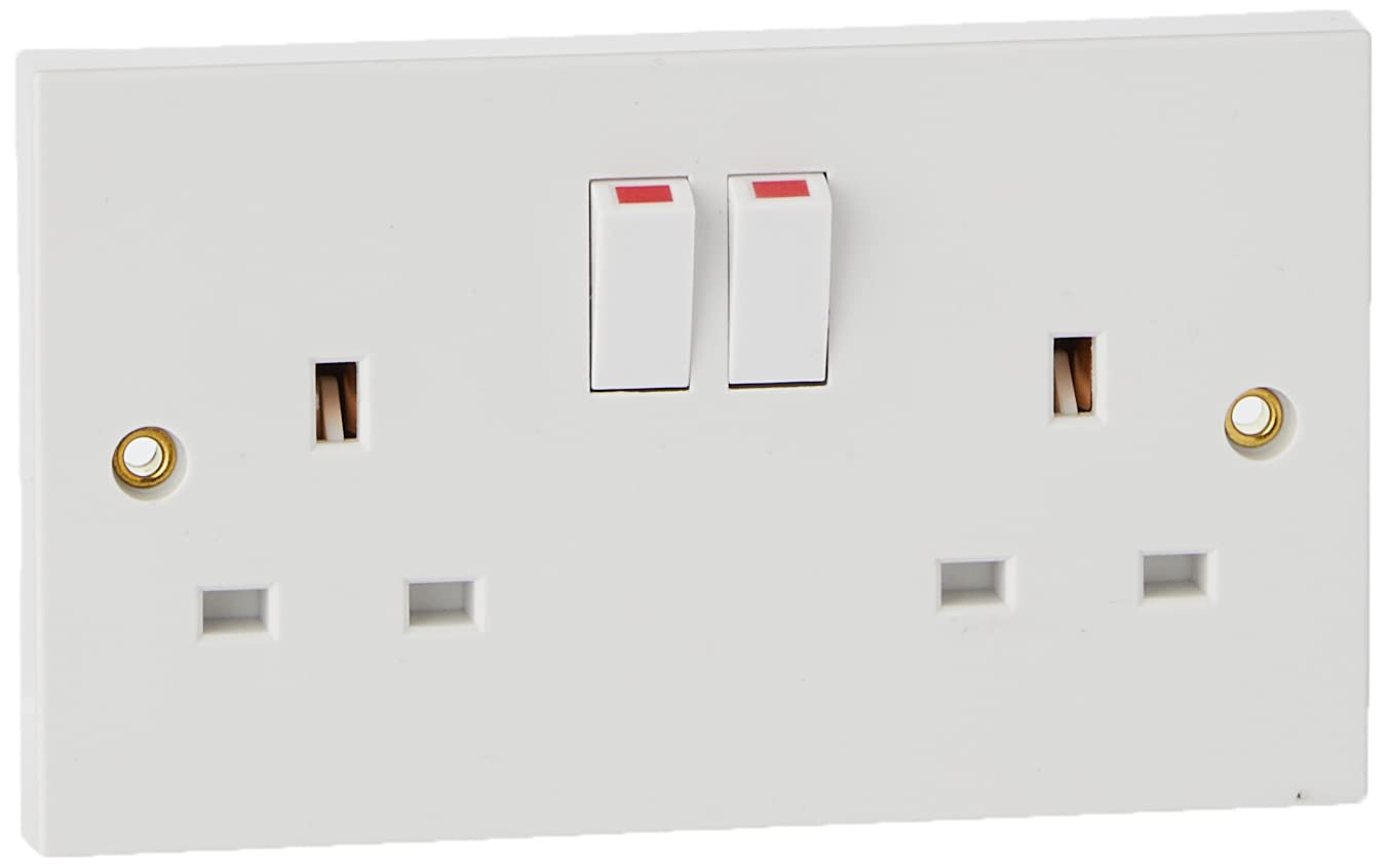 13 AMP Socket Outlet - 2 Gang Switched SP+1Earth Terminal