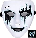 Circle Circle El Wire Glowing Mask Luminous LED Light Up Cool Christmas Halloween DJ Birthday Cosplay Death Grimace Masks for Festival Party Show (Sky Blue)
