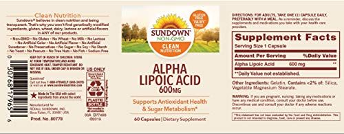 Sundown Naturals Alpha Lipoic Acid 600 mg - Image 4
