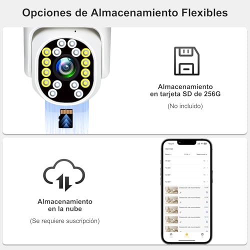 2NLF 8MP Cámara de Seguridad Exterior con Doble Lentes, Cámara Seguridad WiFi Inalámbrica con Visión de 360°, Detección de Movimiento, Visión Nocturna a Color y Audio Bidireccional, 2 Piezas