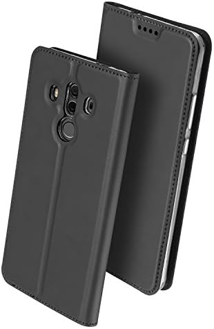 Huawei Mate 10 Pro Case, HXAYR Shockproof Slim Fit Luxury Skin Leather Wallet Case with Card Holder Slot [Kickstand] Flip Cover Full Body Protective Phone Case for Huawei Mate 10 Pro 6.0", Gray