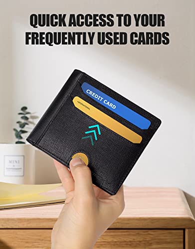 CIRYCASE Genuine Leather Wallet for Men, Slim Mens Wallets Credit Card Holder with 14 Card Slots, 2 Clear ID Windows, RFID Blocking & Gift Box, Bifold Wallet for Grandfather/Dad/Husband/Boyfriend