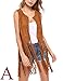 HOTOUCH Country Concert Outfits for Women Fringe Vest Leather Vest Cowgirl Top Faux Suede Vest Ethnic Lightweight Sleeveless Long Vest Boho Jacket Brown S