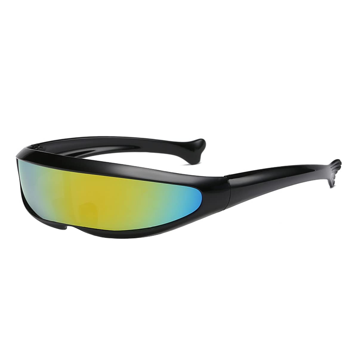 CENPEK 2 PCS Futuristic Sunglasses Black Frame Gold Mercury Tablet for Cosplay Slim Cyclops Adult Party