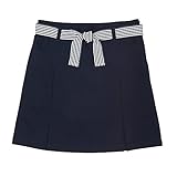 French Toast Big Girls' Belted 2-Pleat Scooter, Navy, 12