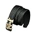 ALAKA Letter H Dragon Buckle Alligator Pattern Leather Mens Belt (Black), Length 105cm Width 3.8cm (L41.3'' W1.5'')