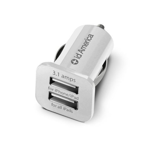 id America Dual USB Car Charger - White