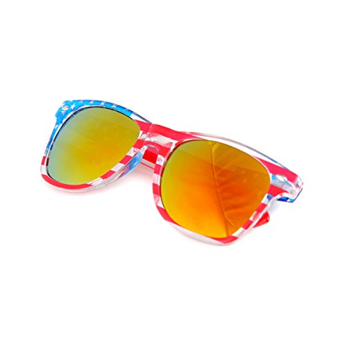 Shaderz Clear American America USA Sunglasses Frame Retro 80's Golden Lenses