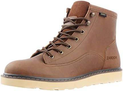 SADDY Men's Ankle Genuine Leather Classic Motorcycle Boots(11 D(M) US Deep Brown)