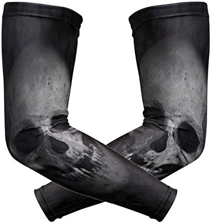 LEVEIS Skull Arm Sleeves UV Protection for Men Women Sunblock Protective Gloves Running Golf Cycling Driving Long Arm Cover 1 Pair