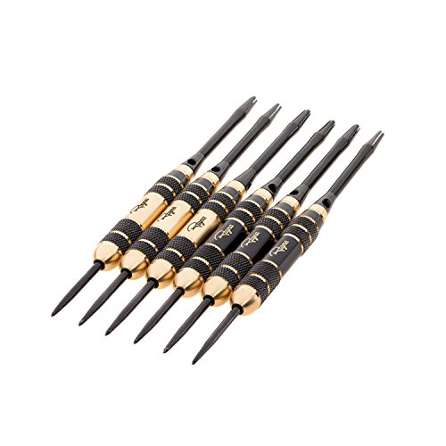 Rayna Games Professional Darts Set - Steel Tip Darts with Aluminum Shafts and Different Style Flights + Dart Sharpener + Premium Dart Case