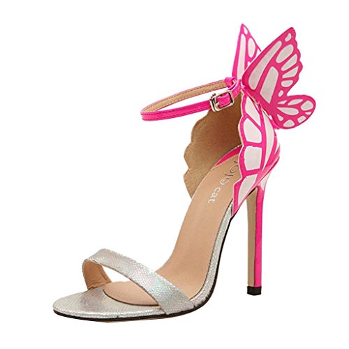 Maybest Women Lady Girl Fashion Butterfly High Heel Sandals Party Shoes ( Silver 7 B (M) US )