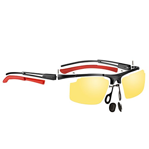Soxick Polarized Night Driving Glasses, Unisex Anti Glare Nite Vision Glasses For Driving Fisihing (Yellow-7)
