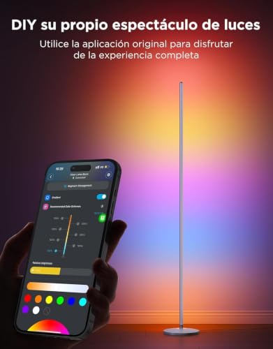 Govee RGBIC Lámpara de Pie LED, Smart Lampara Salon Moderna, Color Plata | Compatible con Alexa y Google Assistant, 16 Millones de Colores DIY, 80+ Modos de Escena, Sincronización Musical, Para Salón