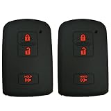 Coolbestda 2Pcs Rubber Smart Key Fob Remote Cover Case Protector Keyless Jacket for 2016 2017 Toyota Tacoma Land Cruise Prius V RAV4 3buttons Key Black