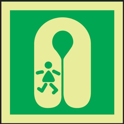 Accuform MLMR122GX Lumi-Glow Flex Adhesive Vinyl Imo Sign, Legend "(Life Jacket - Child)", 6" Length x 6" width x 0.070" Thickness, green on Glow , 6" Height, 6" Wide, 6" Length, Plastic , 6x6