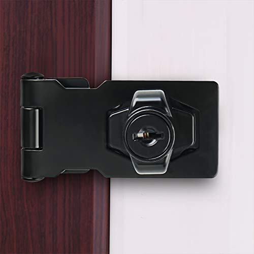 Mooche Door Lock Latch Cabinet Locks with Keys Hasp Lock, Stainless Steel Matt Black, 65mm/2.56¡¯¡¯, MMS1025-B - Thumbnail 2