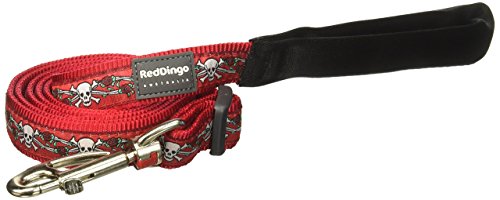 Red Dingo Skull & Roses Red Dog Lead, Large