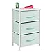 mDesign Vertical Dresser Storage Tower - Sturdy Steel Frame, Wood Top, Easy Pull Fabric Bins - Organizer Unit for Child/Kids Bedroom or Nursery - Chevron Zig-Zag Print - 3 Drawers - Mint Green/White