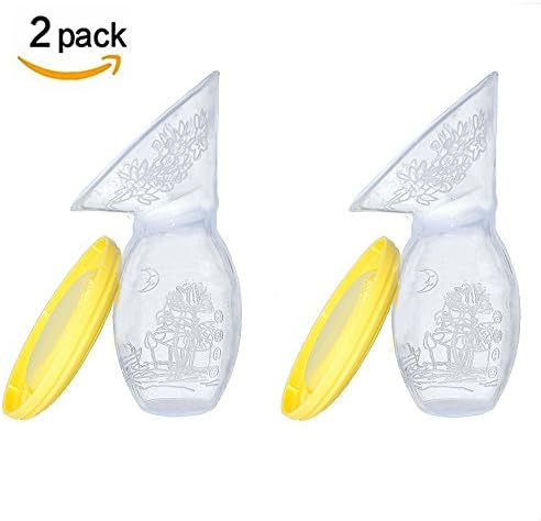 Silicone Breastfeeding Manual Breast Pumps Milk Pump Suction with Lid,Breast Milk Saving Made Easy,Flexible &amp; Lightweight ,Pack of 2