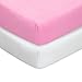 TillYou 100% Cotton Flannel 2 Pack Crib Sheet--White & Rose