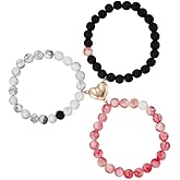 TengRiah Colorful Beaded Heart-Shaped Matching Bracelets for Mothers and Daughters Friends Friendship Charm Bracelets for Women and Men Sisters Birthday Jewelry Gifts