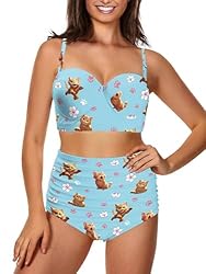 Howilath Women Two Piece Cute Kitty Paw Swimsuits