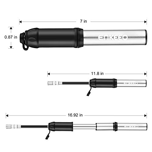 ENKEEO Mini Bike Pump, Portable Pocket Tire Pump Fits Presta & Schrader Valve, for Cycles and Balls, High Pressure 140 Psi, Mount Kit Included - Thumbnail 4