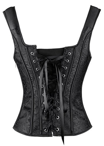 EUDOLAH Damen Retro Schwarz Corsage Vintage Vollbrust Bustier Korsett Top mit Träger – Bild 5