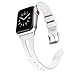 Secbolt Leather Bands Compatible with Apple Watch Band 38mm 40mm iwatch Series 6 5 4 3 2 1 SE, Slim Strap with Breathable Hole Replacement Wristband Women, White