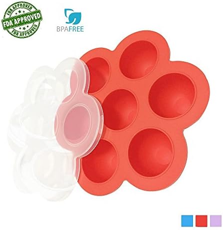 Best Essential Silicone Egg Bites Molds for Instant Pot - BPA Free, Freezer Tray with Lid Reusable Storage Container - Fits Instant Pot 5,6,8 qt Pressure Cooker, 100% FDA Food Grade Silicone (RED)