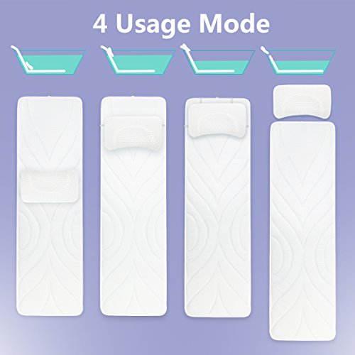 Full Body Spa Bath Pillow Mat, Luxury Soft Quilted Bathtub Cushion Mattress with Large Non Slip Suction Cups, Comfort Head Rest and Back Tailbone Support, Quick Drying and Anti Bacteria - Thumbnail 3