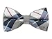 100% Silk Woven Serene Blue Monster Madras Plaid Self-Tie Bow Tie
