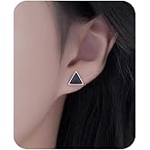 Fanquility Black Stud Earrings Sterling Silver Stud Earrings Minimalist Tiny Stud Earrings Dainty Heart Earrings Studs Jewelry Gifts for Women Girls