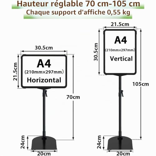 Newzealkids 6 Pack A4 Poster Stands, Adjustable Reusable Menus Advertising Display Stands, Display Stands for Vertical and Horizontal Display, Black