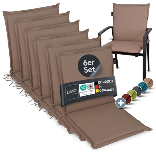 LILENO HOME Gartenstuhl Auflagen [6er Set - Niedriglehner] in Taupe