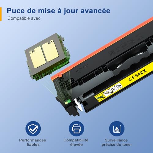 Palmtree 203X Cartouche de Toner Compatible pour HP 203X 203A CF540X Toner pour Color Laserjet Pro MFP M281fdw M254dw M281fdn M280nw M254nw M254dn M281 M254 Noir Cyan Magenta Jaune, 4-Pack