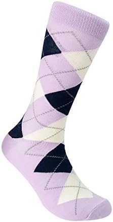 Argyle Socks for Men - Dress Sock - Colorful - Lavender Color - Cotton - Size 8-13 (One Pair)