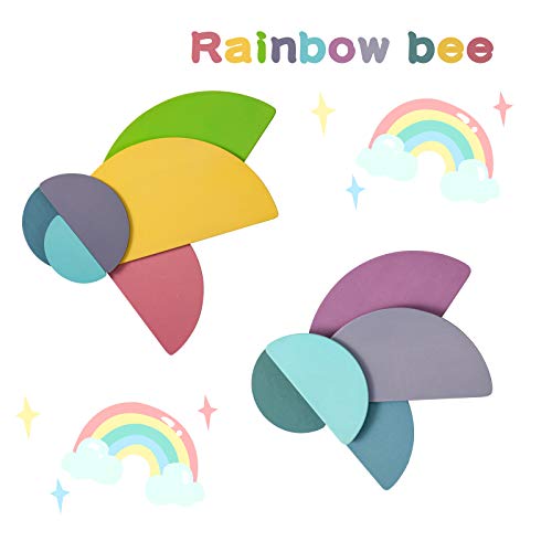 MerryHeart Wooden Pastel Rainbow Semicircles Stacker, 11Pcs Rainbow
