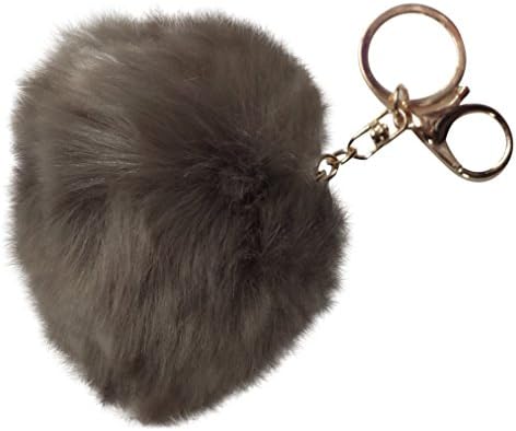 Top Choice Keychain Keyring, Pom Pom Faux Fur Ball, Light Brown