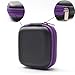 Case Star Black Color Square Shaped Carrying Hard Case Storage Bag for MP3/MP4 Bluetooth Earphone Earbuds with Mesh Pocket, Zipper Enclosure, and Durable Exterior+ Case Star Velvet Bag (Square Earphone Case - Black/Purple)