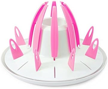 Metonne Lotus Baby feeding Bottle Drying Rack Bottles Cups Folds Flat (Pink)