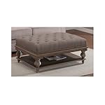 Ottoman Storage Bench, Grey Tufted Ottoman Coffee Table Bench and Shelf for Storing Living Room Accessories. Elegant Style Fits Perfect with Your Living Room Furniture. Great Addition to You Sofa and Couch. Use in Your Home Office As a Storage Unit