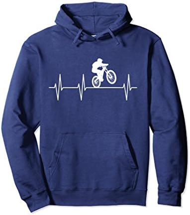 Unisex MY HEART BEATS FOR BIKING - Heartbeat Hoodie Large Navy