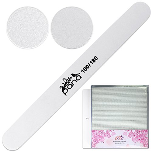 Pana (Grit: 100 x 180, Pack of 50 Pieces) USA Professional White Round Emery Board Nail Files