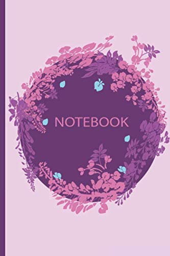 Purple Flowers Journal Notebook: Women & Girls Flowers Journal Notebook 120 Page Journal, 6x9 inch, 120 sheets / 120 Lined pages with Flowers frame, College Ruled paper, Soft Cover Paperback,